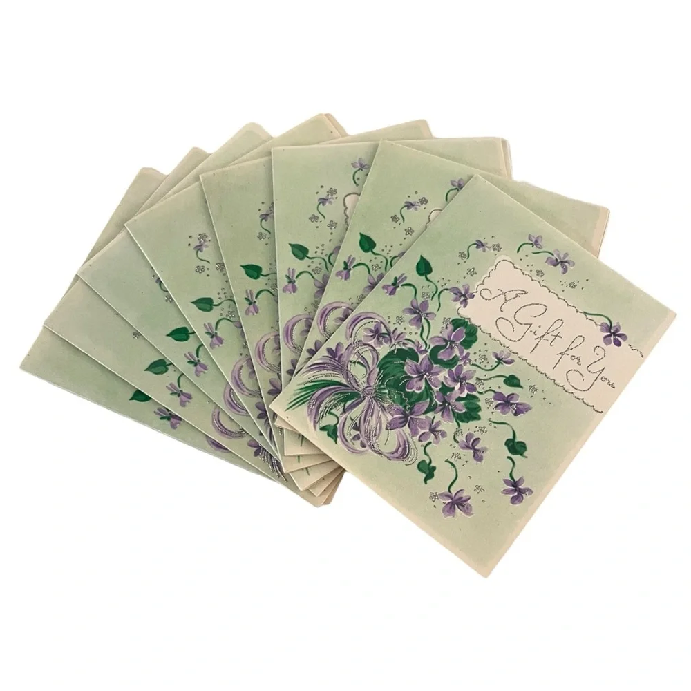 8 Unused Vintage Greeting Card A Gift for You Blank Notes Floral